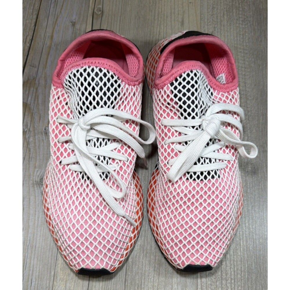 Adidas Deerupt Runner Running Shoes Womens 9 Chalk Pink/Orange Sneakers CQ2910